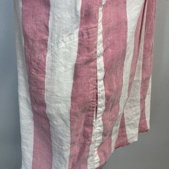 Tommy Bahama Shirt Dress sz Large Red Pink White Striped Linen Pockets Beach #S - Picture 10 of 12